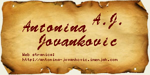 Antonina Jovanković vizit kartica